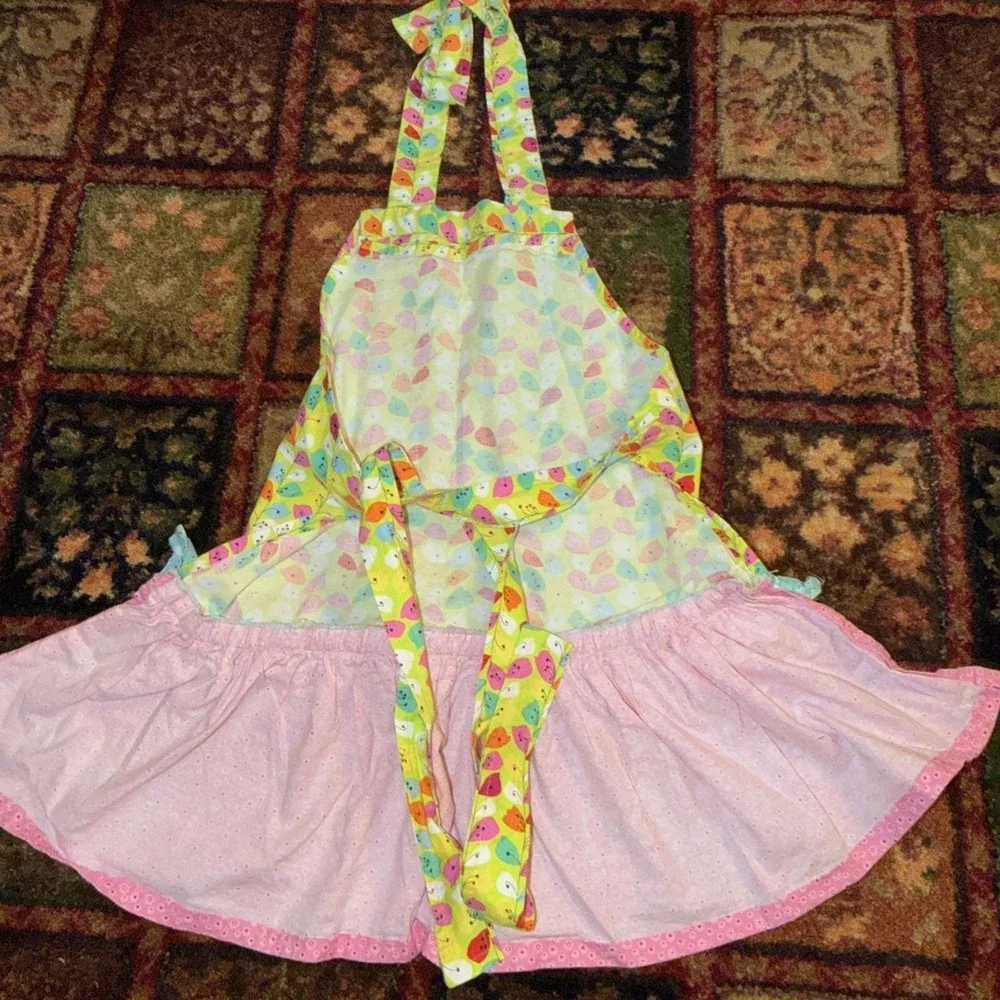 Girls Apron Smock Floral Ruffle Arts Crafts Baking Camp